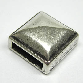 Perle für Lederband silber Quadrat 14x14mm